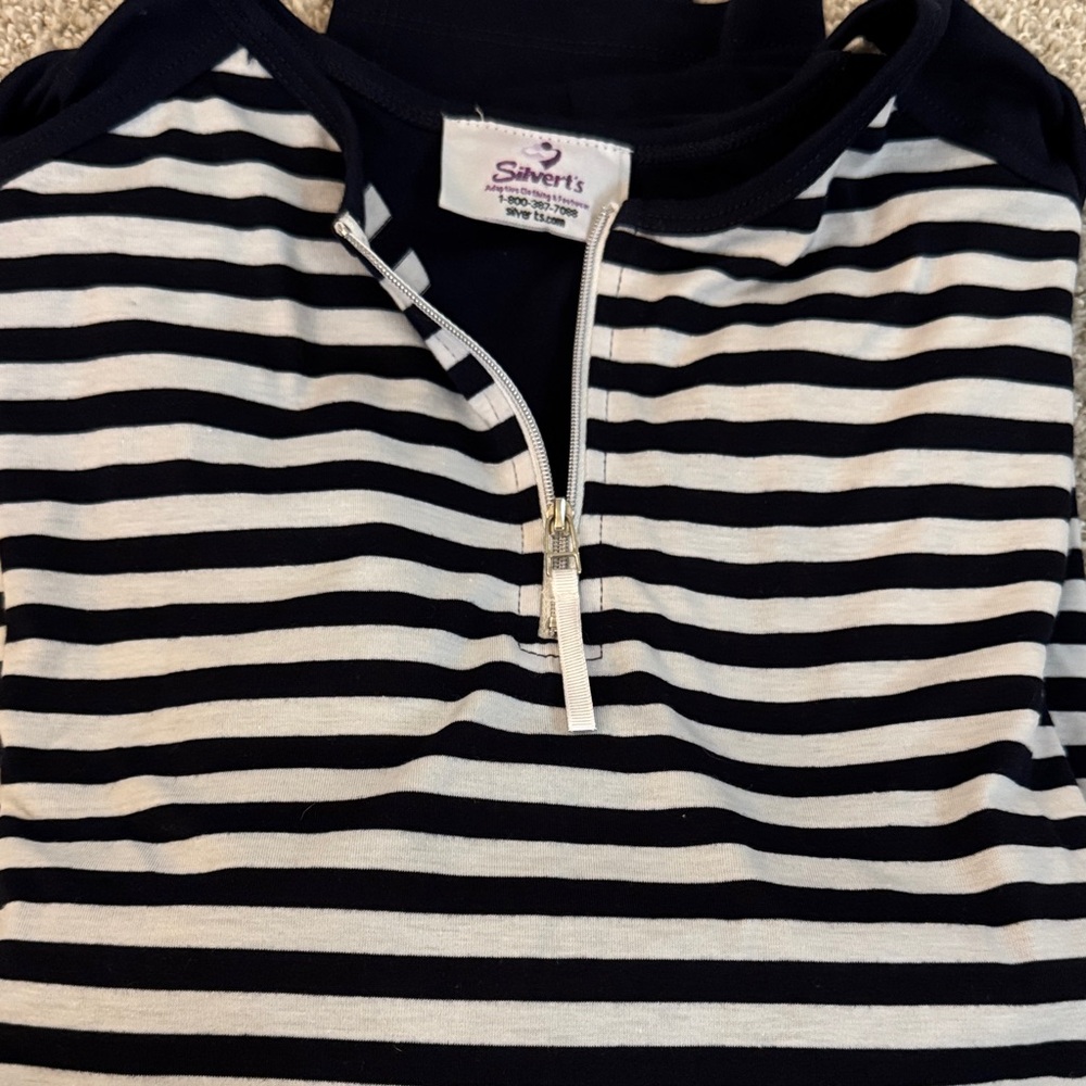 Silverts, Adaptive Clothing, Navy and White Striped Top, SZ:L